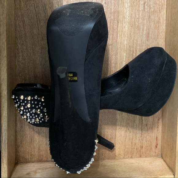 Penny Loves Lenny Rhinestone Black Suede Heel 9.5 - Picture 5 of 5